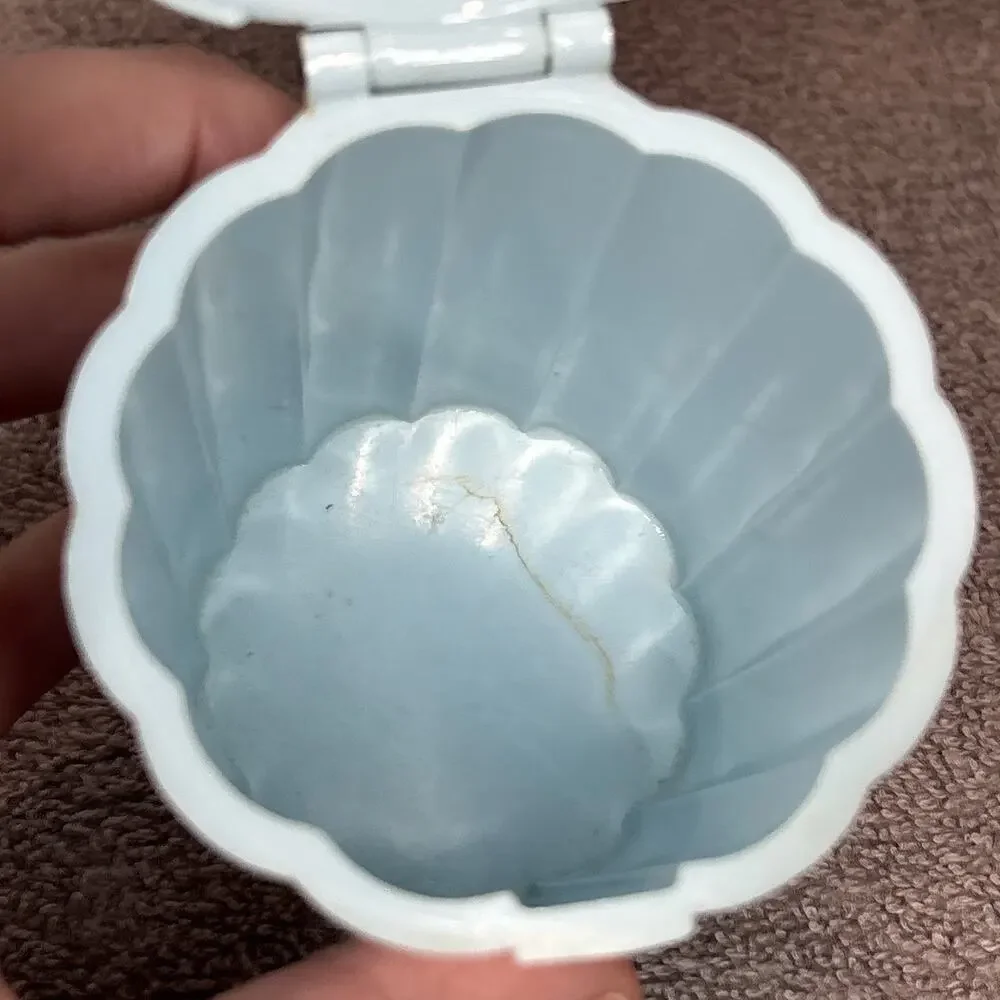 VTG 1950’s Baby Nursery Decor Blue Plastic Container Swabs Cotton Lotion Aids
